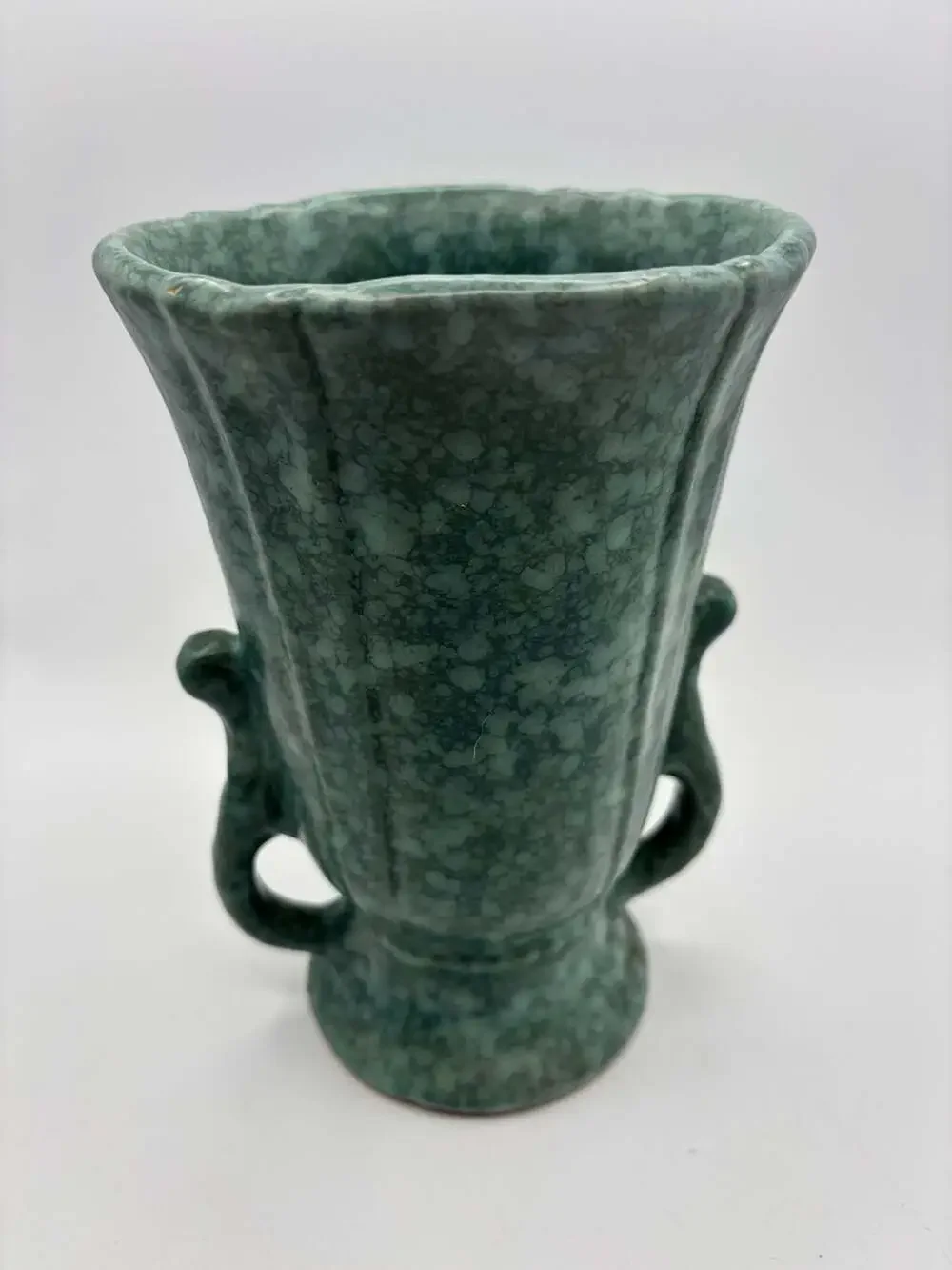 Vintage Robinson Ransbottom Pottery Co. Victoria Green Vase Double Handled